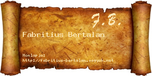 Fabritius Bertalan névjegykártya